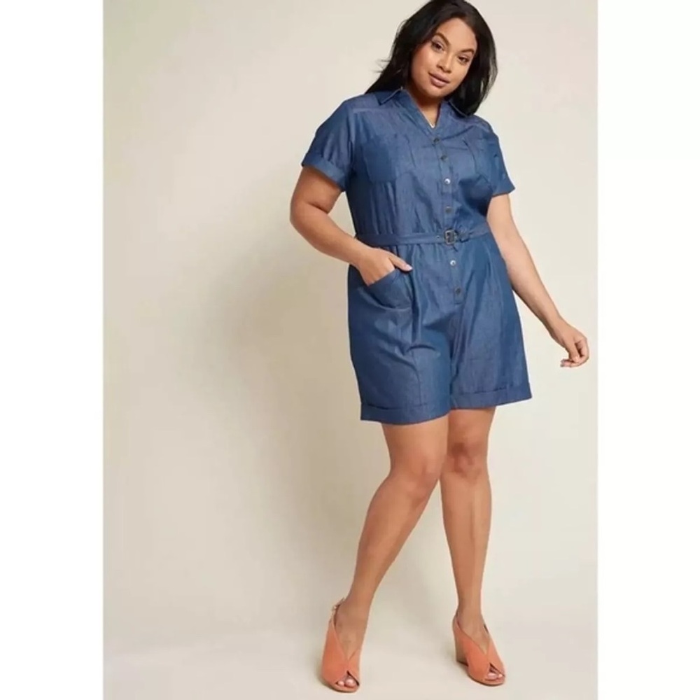 Modcloth Blue Denim Romper
